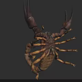 Detailed Scorpion Reptile Model With Large Pincers Segmented Body Yellow Brown Color And Multiple Legs