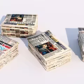 Multiple Stacks of Newspapers Featuring Headlines Photos and Text on White Background