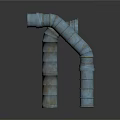 Two Curved Industrial Metal Pipes With Textured Surface And Durable Construction