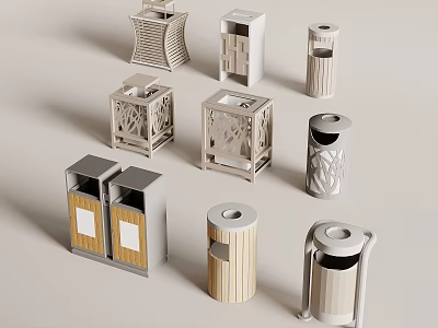 Variety Of Stylish Trash Bin Designs In Various Styles And Materials 3d model