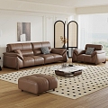 Living room double sofa single sofa coffee table screen picture carpet 3d model