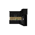 Modern Black Kitchen Cabinets With Tile Backsplash Countertop Faucet Oven And Refrigerator