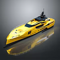 Yellow Modern Luxury Yacht With Black Top Sleek Design And Reflective Surface