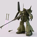 Green Armored Mecha Model With Spear Missile Launchers Standing Pose And Detailed Components