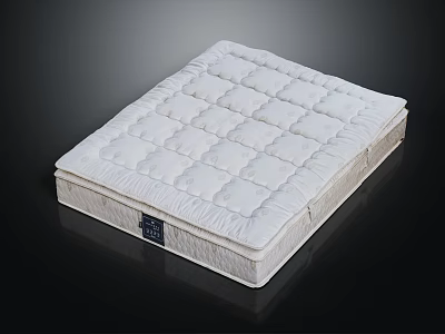 High Quality Comfortable White Quilted Mattress With Spring Support And Branded Label 3d model
