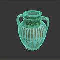 Decorative Ceramic Vase With Green Top Orange Body And White Stripes For Home Furniture