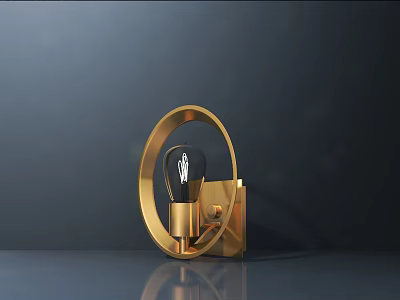 Gold Round Modern Wall Light with Elegant Design and Metal Frame Mounted on Wall 3d model