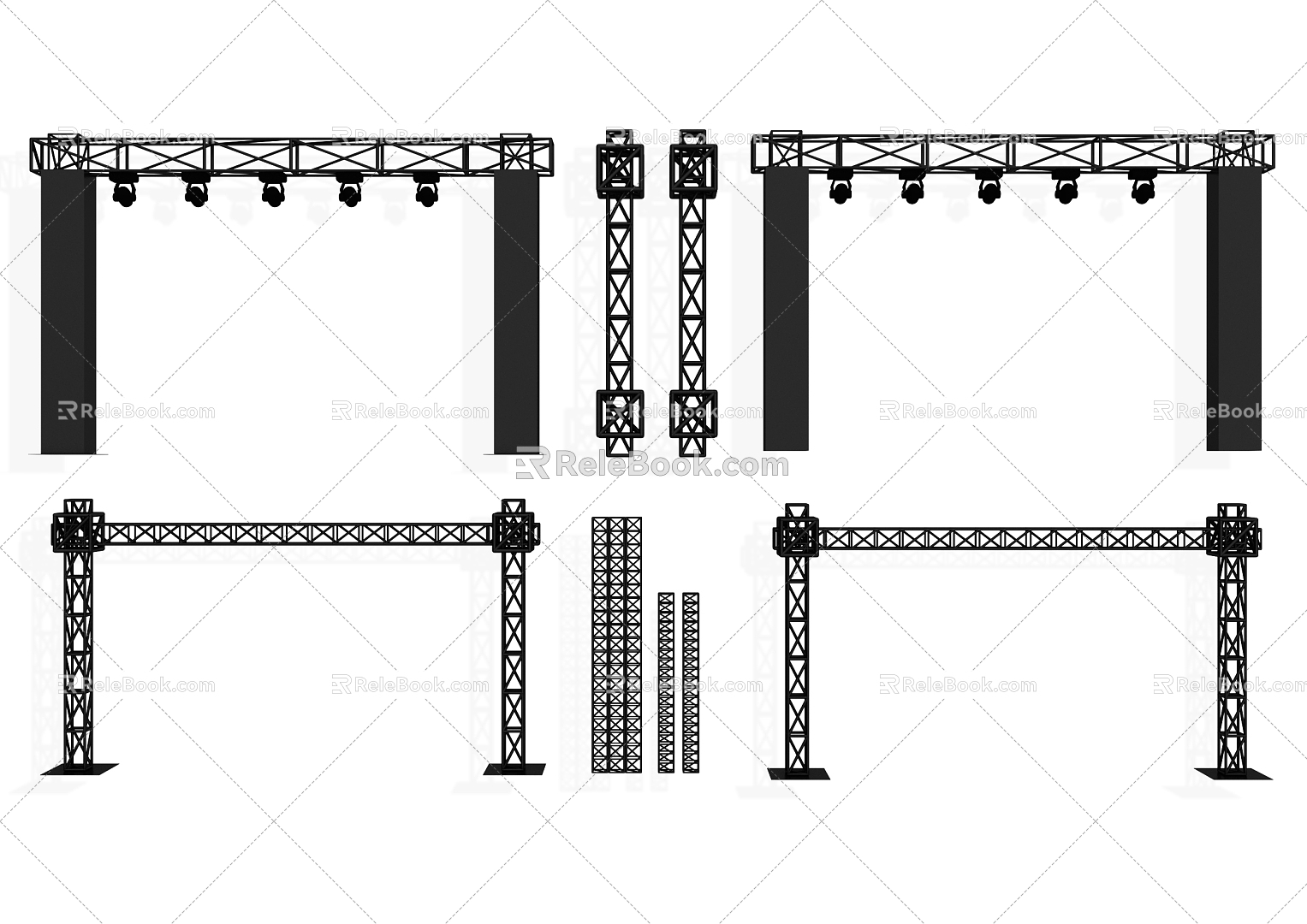 Light frame steel frame profile bracket truss net frame spotlight TRUSS frame scaffold 3d model