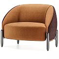 Modern Single Sofa with Orange Purple Upholstery and Silver Metal Legs
