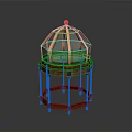 Wooden Decorative Display Stand With Octagonal Glass Dome Top 3d model