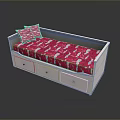 Kids Bed With White Frame Three Drawers Pink Mattress Pillow Unicorn Pattern