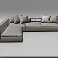 Modern Light Gray L shaped Sectional Sofa with Soft Cushions and Comfortable Seating 3d model
