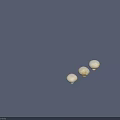 Three White Mushroom Plants with Smooth Caps and Short Stems on Light Background