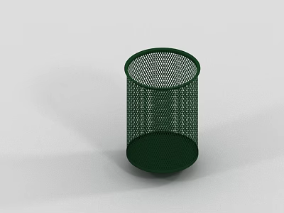 Green Metal Mesh Pen Holder With Cylindrical Design For Office Use 3d model
