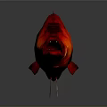 Vibrant Red Fish With Yellow Stripes On Dark Background Showing Reflection