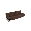 Brown Leather Two Seater Sofa With Modern Design And Silver Metal Legs