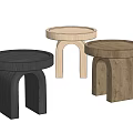 Modern Round Top Wooden Side Tables With Arched Legs In Different Tones