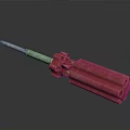 Red Screwdriver With Metal Shaft And Multi Head Red Handle Design