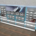 Fashion Culture Shoe Display Cabinet With Blue Lighting Multiple Shelves And Brand Showcases