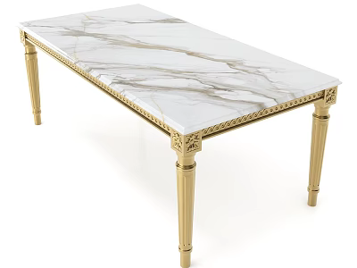 Elegant Coffee Table With White Marble Top And Golden Carved Legs Design 3d model