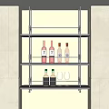 Modern Wall Mounted Wine Rack With Wine Bottles And Glasses 3d model