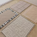 Square Rugs With Geometric Patterns And Striped Borders In Neutral Tones 3d model