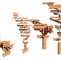 Intricate Wooden Architectural Components With Interlocking Beams And Structural Joints 3d model