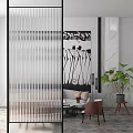 Modern Room Dividers With Glass Panels Green Accents And Vertical Stripes Design