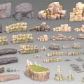 Realistic Stone and Wood Models with Various Shapes and Textures 3d model