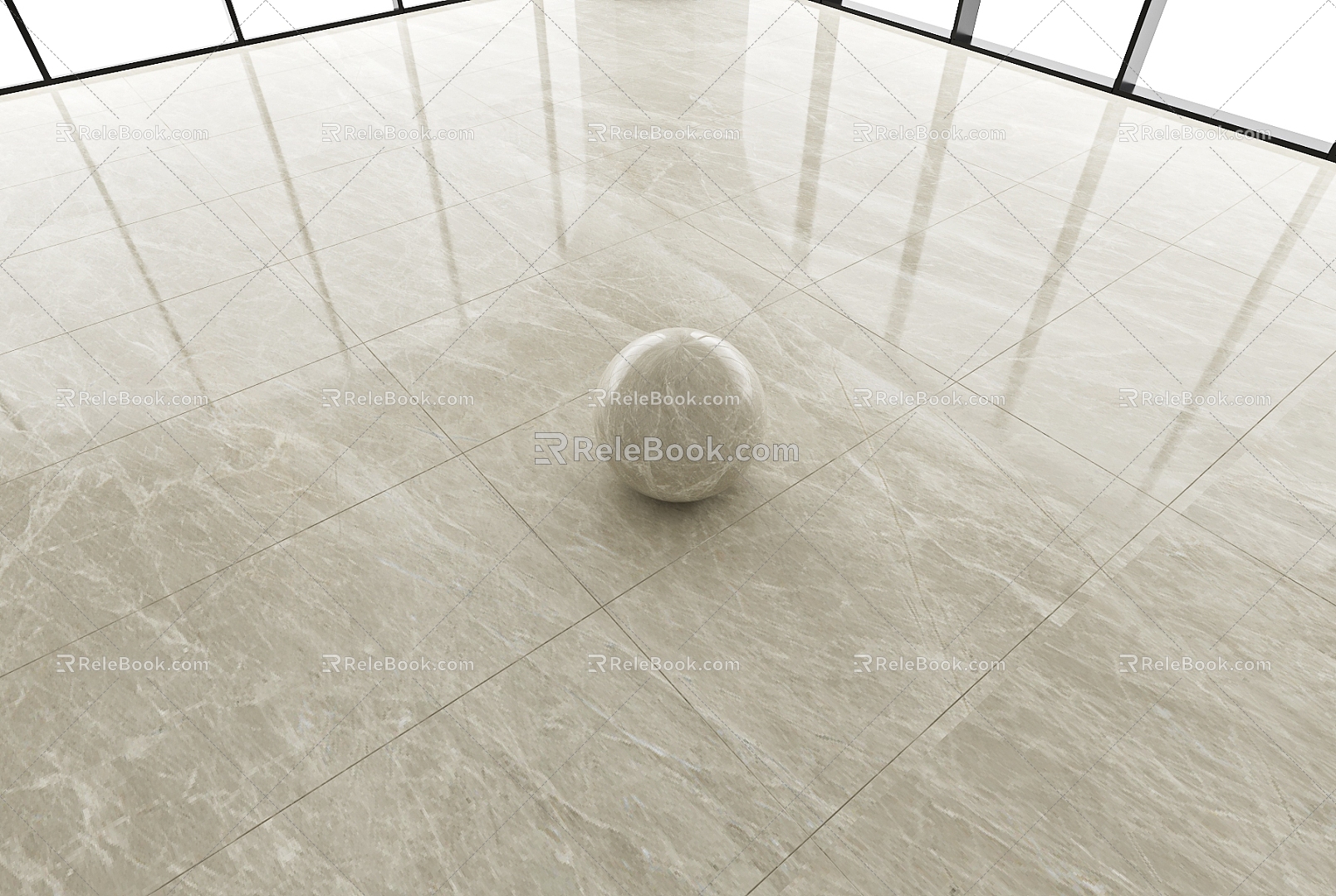 Shallow brown net marble floor tile large plate tile bright tile glazed tile foshan tile 3d model