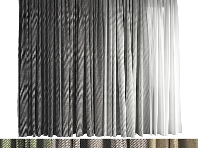 Modern Curtains With Dark Gray Light Gradient And Multi Colored Striped Patterns For Home 3d model