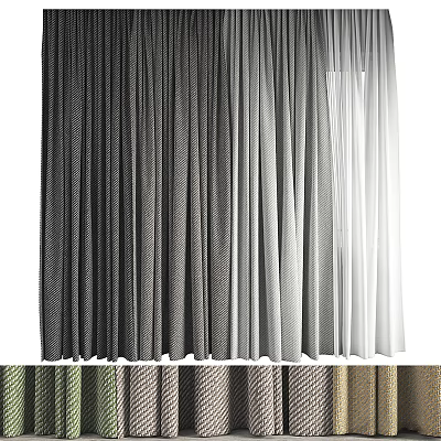 Modern Curtains With Dark Gray Light Gradient And Multi Colored Striped Patterns For Home 3d model