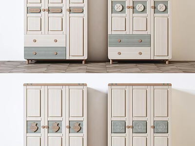 Modern Wooden Wardrobe Design With Light Color Panels And Drawer Storage 3d model