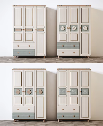 Modern Wooden Wardrobe Design With Light Color Panels And Drawer Storage 3d model