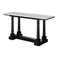 Elegant Console Table With White Marble Top And Black Column Legs 3d model