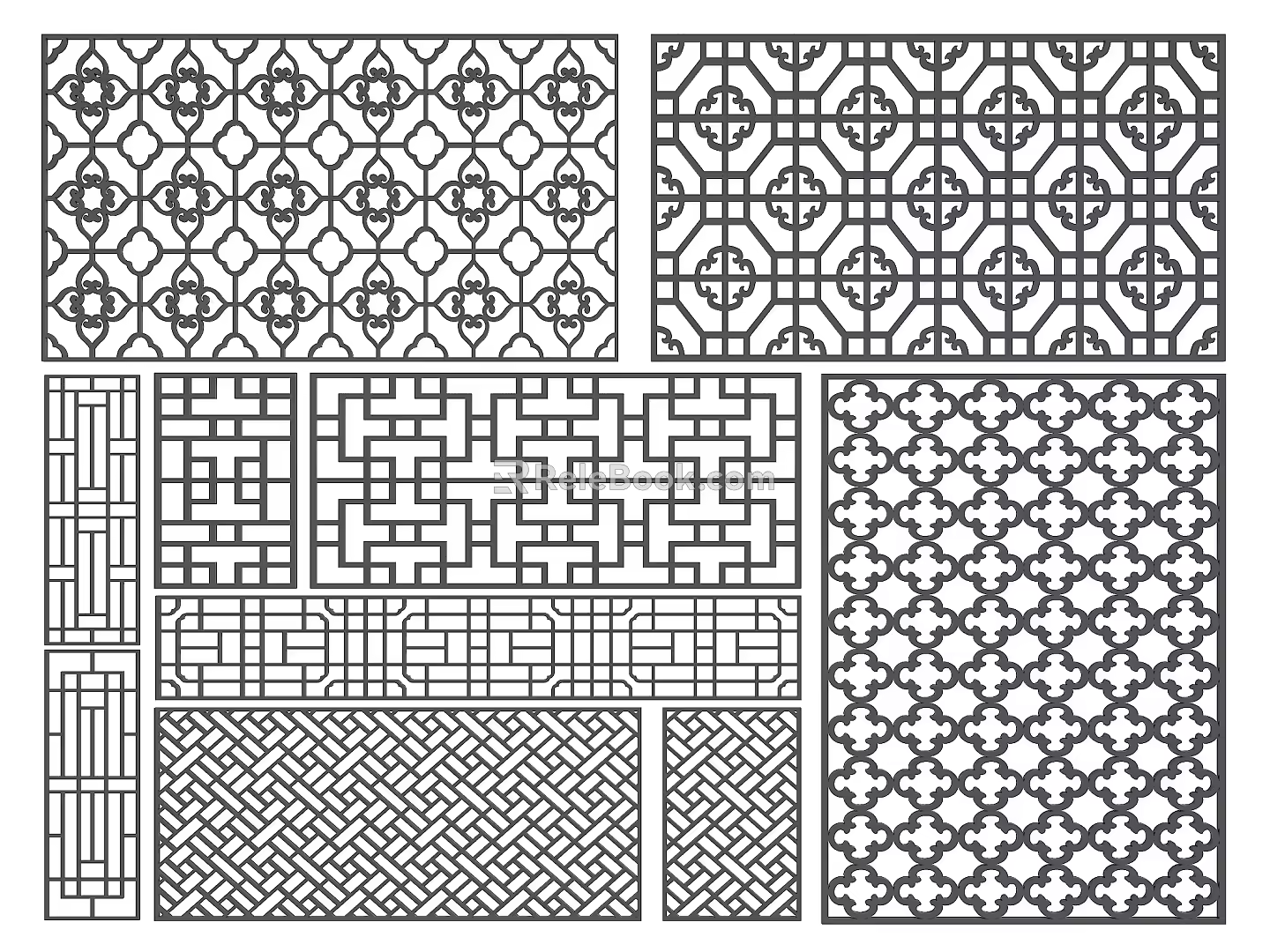 Chinese-style Hollow Window Lattice Wood Carved Window Door and Window Components Ancient-built Lattice Chinese-style Hollow Window Decorted Pane Hollow Pane Screen Partition 3d model