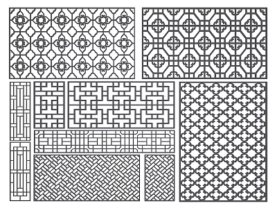 Chinese-style Hollow Window Lattice Wood Carved Window Door and Window Components Ancient-built Lattice Chinese-style Hollow Window Decorted Pane Hollow Pane Screen Partition 3d model