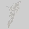 Decorative Corner Line with Intricate Vine Leaf Patterns White Curved Design on Black Background 3d model