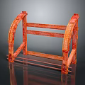 Orange Rusty Metal Industrial Frame With Cross Beams And Brackets