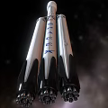 Military Weapon Rocket System Featuring Three Boosters And Engine Cluster In Space 3d model