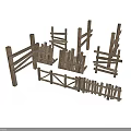 Wooden Fence Scene Components With Various Styles For Model Scenery