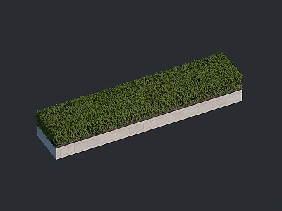 Long Rectangular Tree Pit With Green Vegetation Cover And Concrete Base For Landscaping 3d model