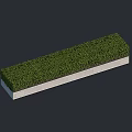 Long Rectangular Tree Pit With Green Vegetation Cover And Concrete Base For Landscaping 3d model