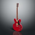Red Electric Guitar With Glossy Body Rosewood Neck And Dual Pickups Isolated On Dark Background