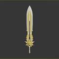 Decorative Golden And Silver Sword With Intricate Hilt Design And Shiny Metallic Blade