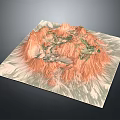 3D Terrain Model Displaying Orange Mountain Ranges And Green Vegetation Features 3d model