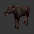 Realistic Tapir 3D Model With Dark Brown Body And Light Colored Legs Standing In Studio