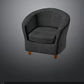 Gray Fabric Armchair With Red Casters And Comfortable Upholstered Seat