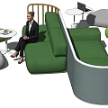 Modern Green Sofa and Coffee Table Set With Curved Design And Comfortable Seating 3d model