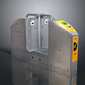 Modern Access Control Entry Gate With Silver Metal Frame And Yellow Display Screen